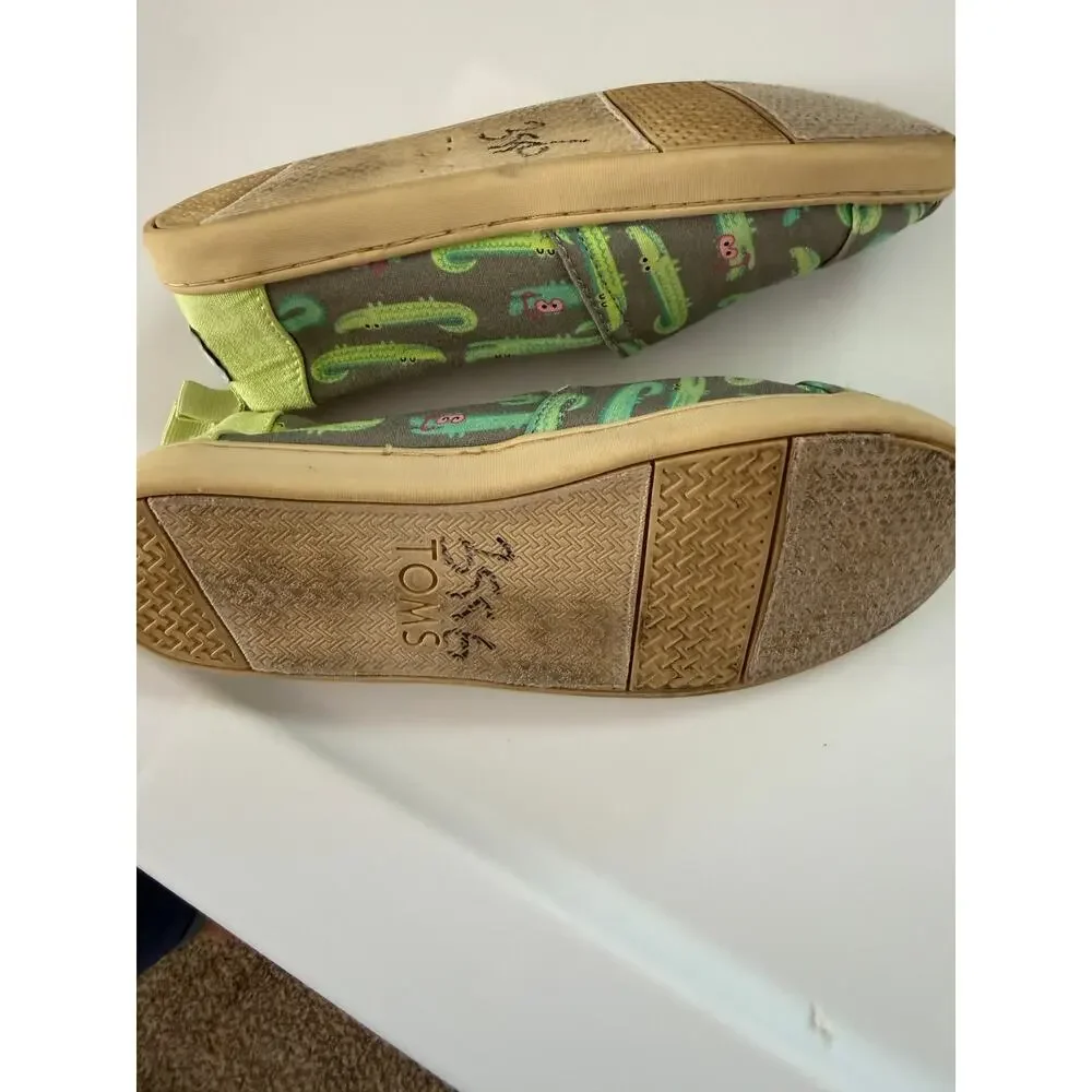 TOMS Kids Alpargata Slip-On Shoes Youth Size 2 Gray Green Alligator Crocodile